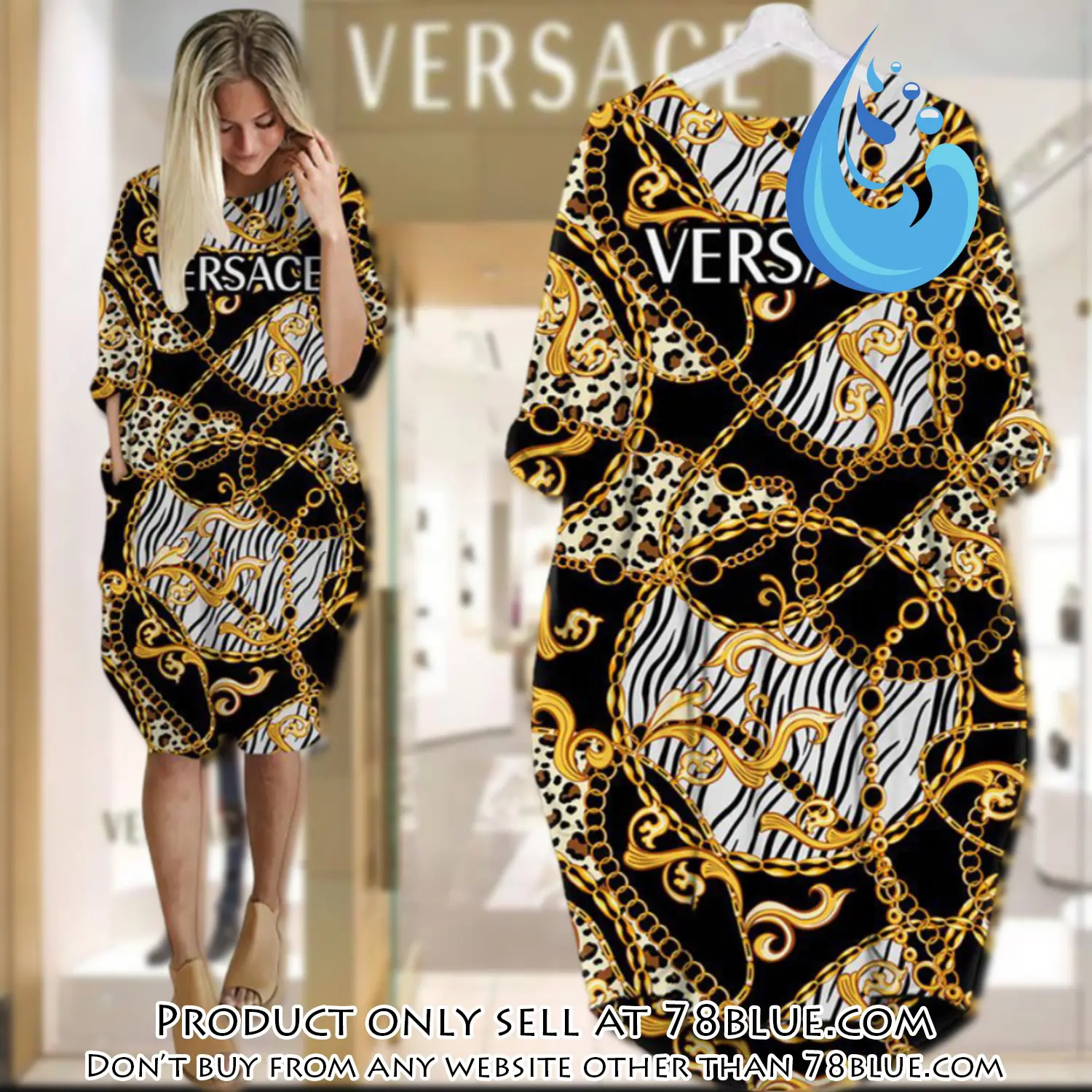 Gianni versace black gold batwing pocket dress luxury brand for women pd083 78b1010477